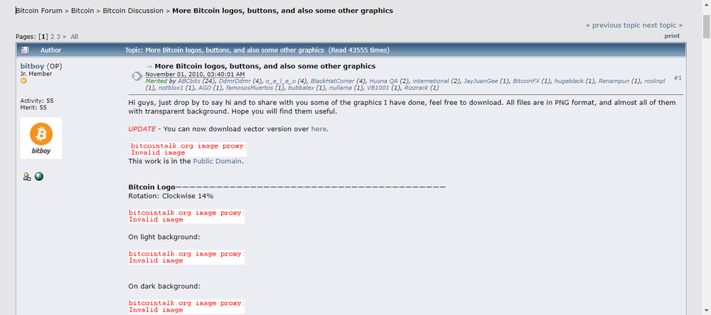 Captura de Bitcointalk con el post de Bitboy