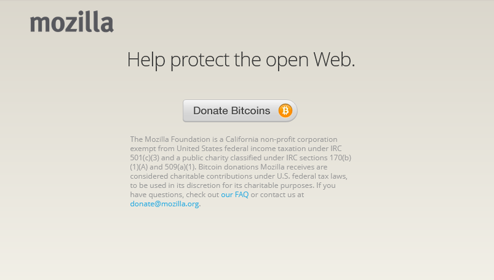 La Fundación Mozilla acepta Bitcoin